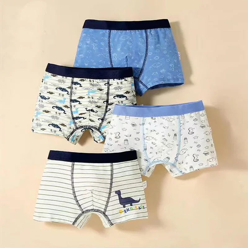 Children's Cotton Underwear Boy Briefs with Cartoon Design
