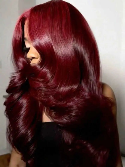 30 Inch Burgundy Body Wave Human Hair Wig