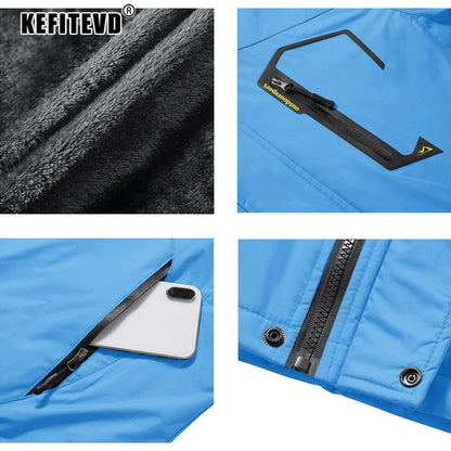 Men's Waterproof Fleece Ski Jacket Parka
