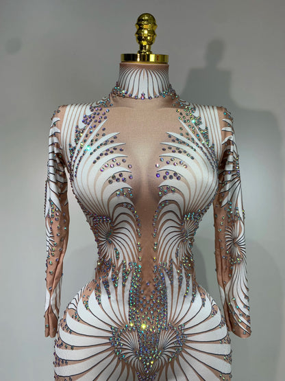 Sparkly Diamond Mesh Jumpsuit for Women