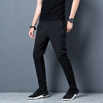 Men's Casual Straight Slim Fit Jogger Pants Polyester Blue Gray