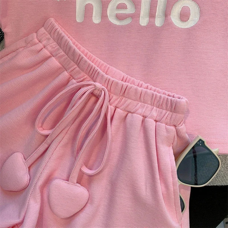 Summer Girls Clothing Set Letter Print T-Shirt and Shorts
