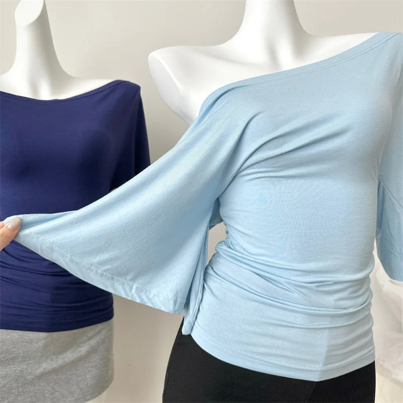 Women's High Stretch Flare Sleeve Slim T-Shirt