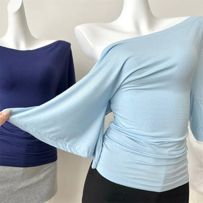 Women's High Stretch Flare Sleeve Slim T-Shirt