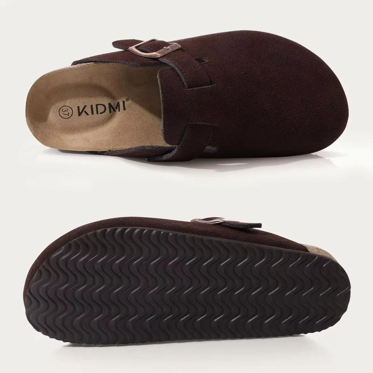 Genuine Leather Clogs with Cork Footbed for Women