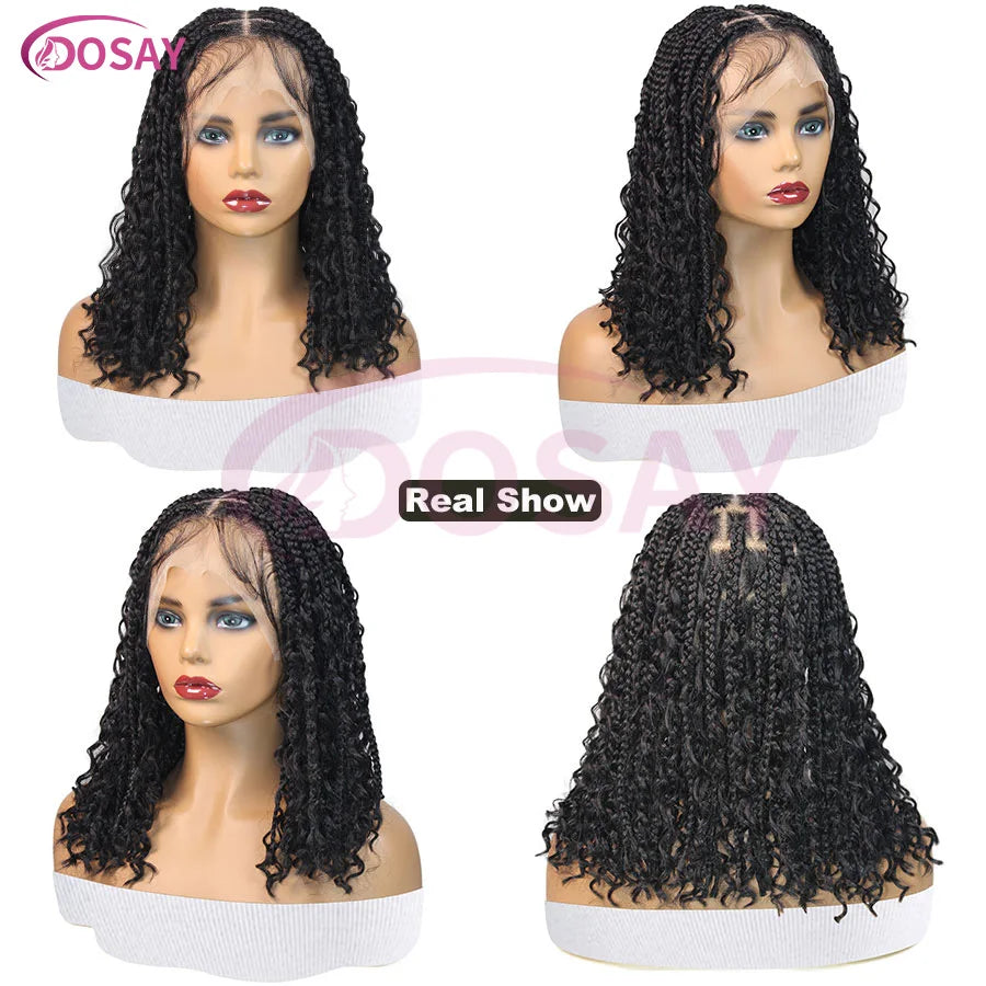 Short Bohemian Curly Braided Lace Front Wig 12 Inch