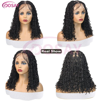 Short Bohemian Curly Braided Lace Front Wig 12 Inch
