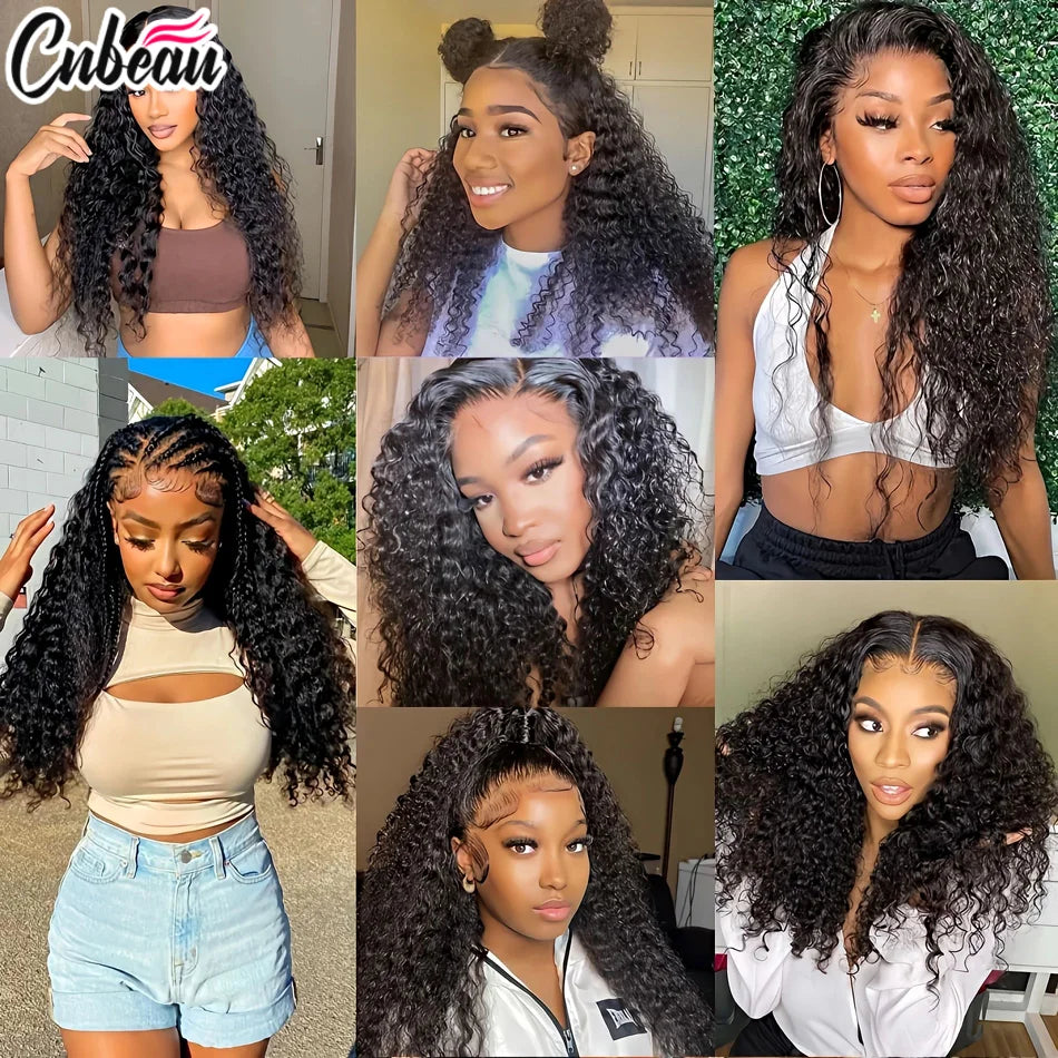 360 Full Lace Wig Water Deep Curly Human Hair 18-36 Inch