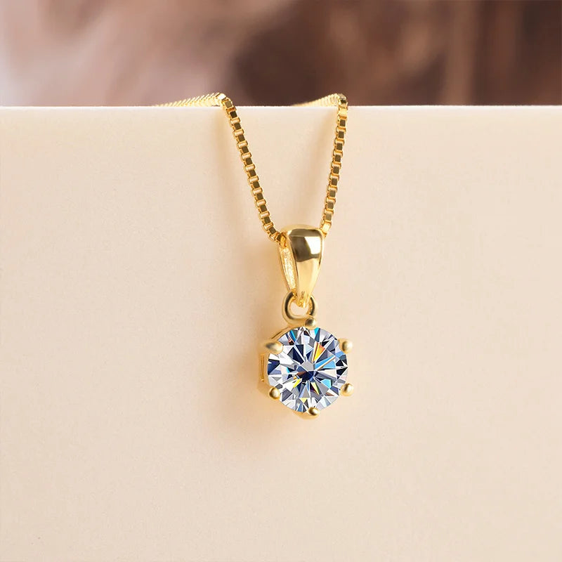 Moissanite Pendant Necklace 925 Sterling Silver Women
