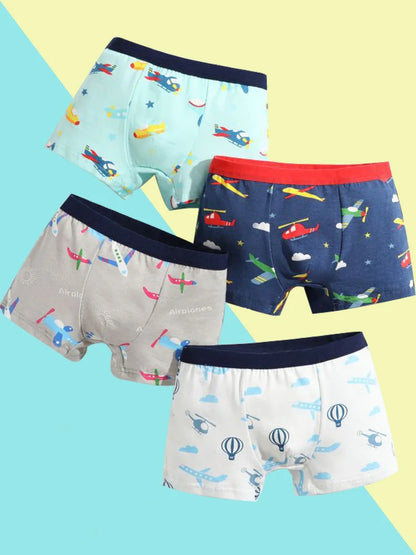 Boys Cotton Boxer Briefs with Dinosaur Print