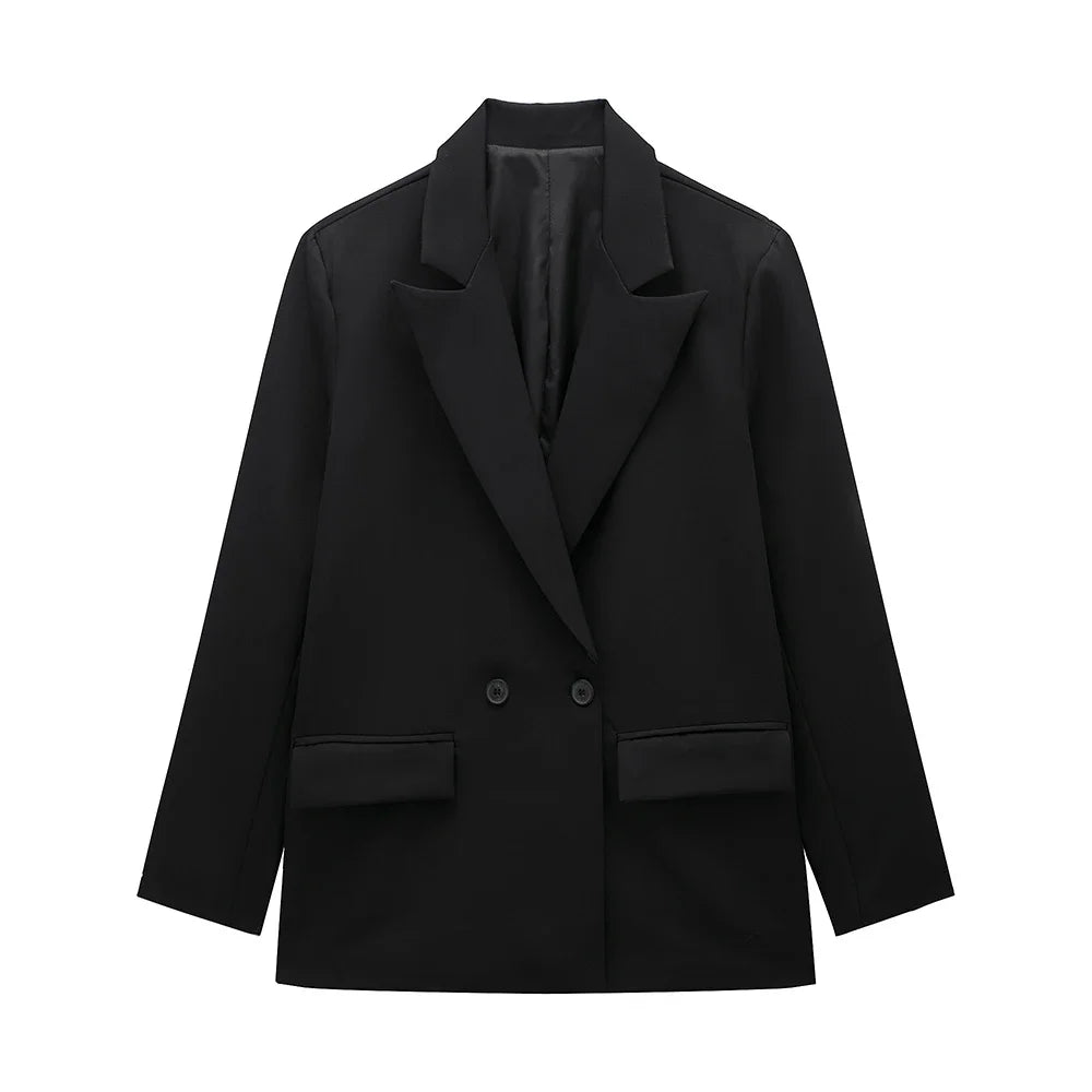 Willshela Women Vintage Double Breasted Blazer with Pockets