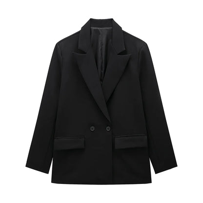 Willshela Women Vintage Double Breasted Blazer with Pockets