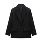 Willshela Women Vintage Double Breasted Blazer with Pockets
