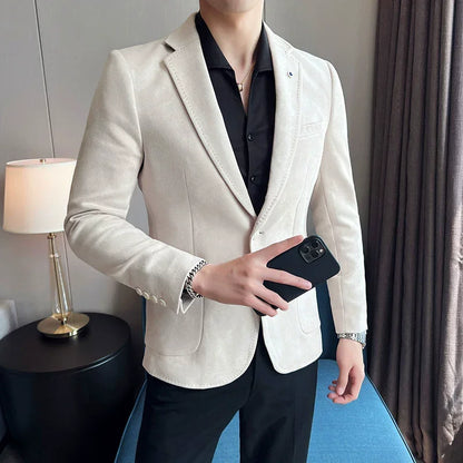 Men's Slim Fit Velvet Blazer Coat for Business and Weddings