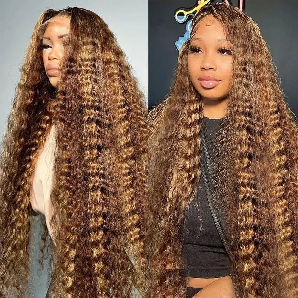 Highlight Curly Wig 13x4 Lace Front Human Hair Deep Wave