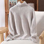 Mink Fur High Collar Pullover Sweater for Women