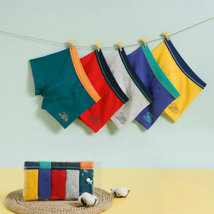 Boys Cotton Boxer Shorts 5-Pack for Ages 7-13