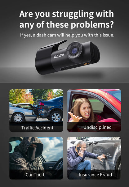 KAWA D5 2K Dash Camera with WiFi and Voice Control