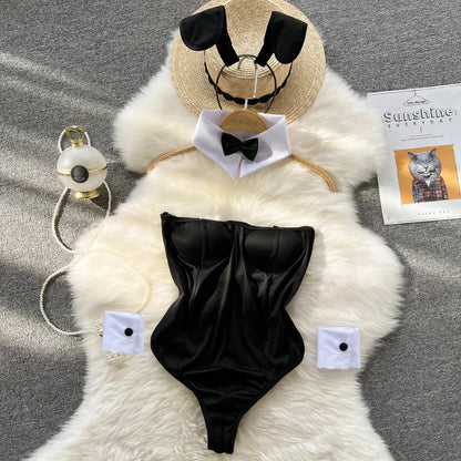 Women Transparent Lace Up Halter Bodysuit Romper