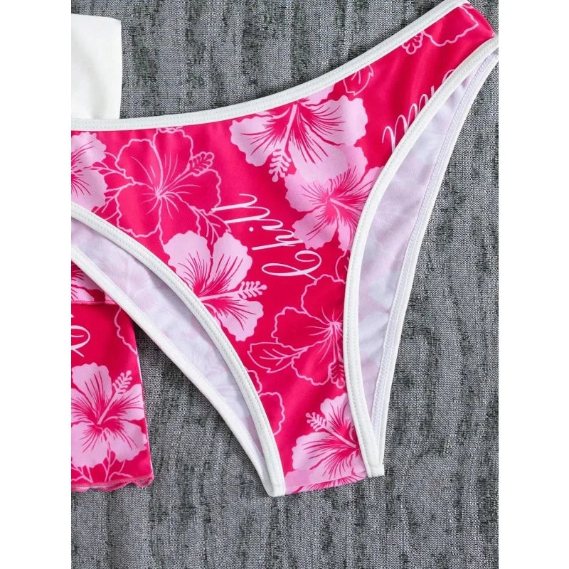 Elegant Floral High-Waist Bikini Set for Women