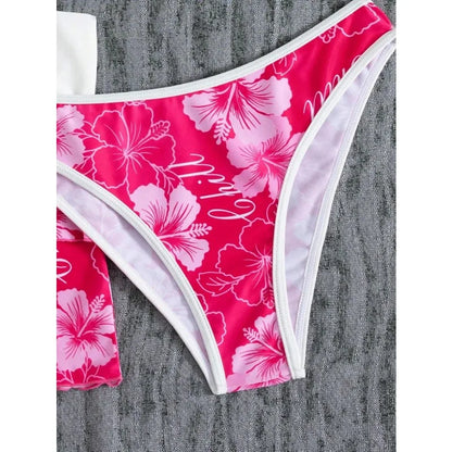 Elegant Floral High-Waist Bikini Set for Women