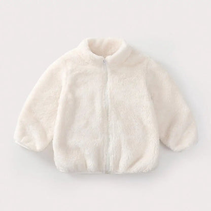 Plush Coat for Children in Solid Color
