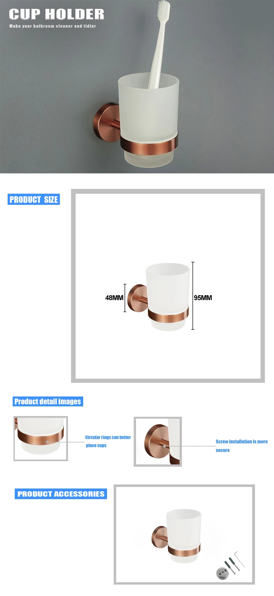 Brushed Rose Gold Metal Bath Hardware Set