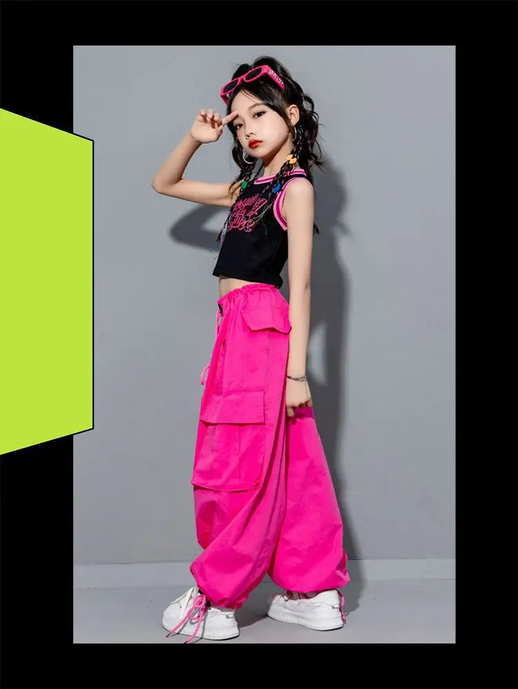 Girls Loose Cargo Pants with Belt for Daily Wear