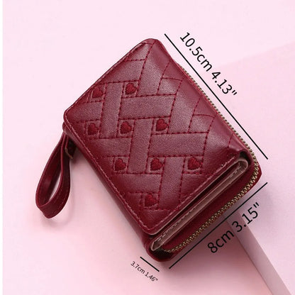 Women's Embroidered PVC Zipper Wallet with Large Capacity