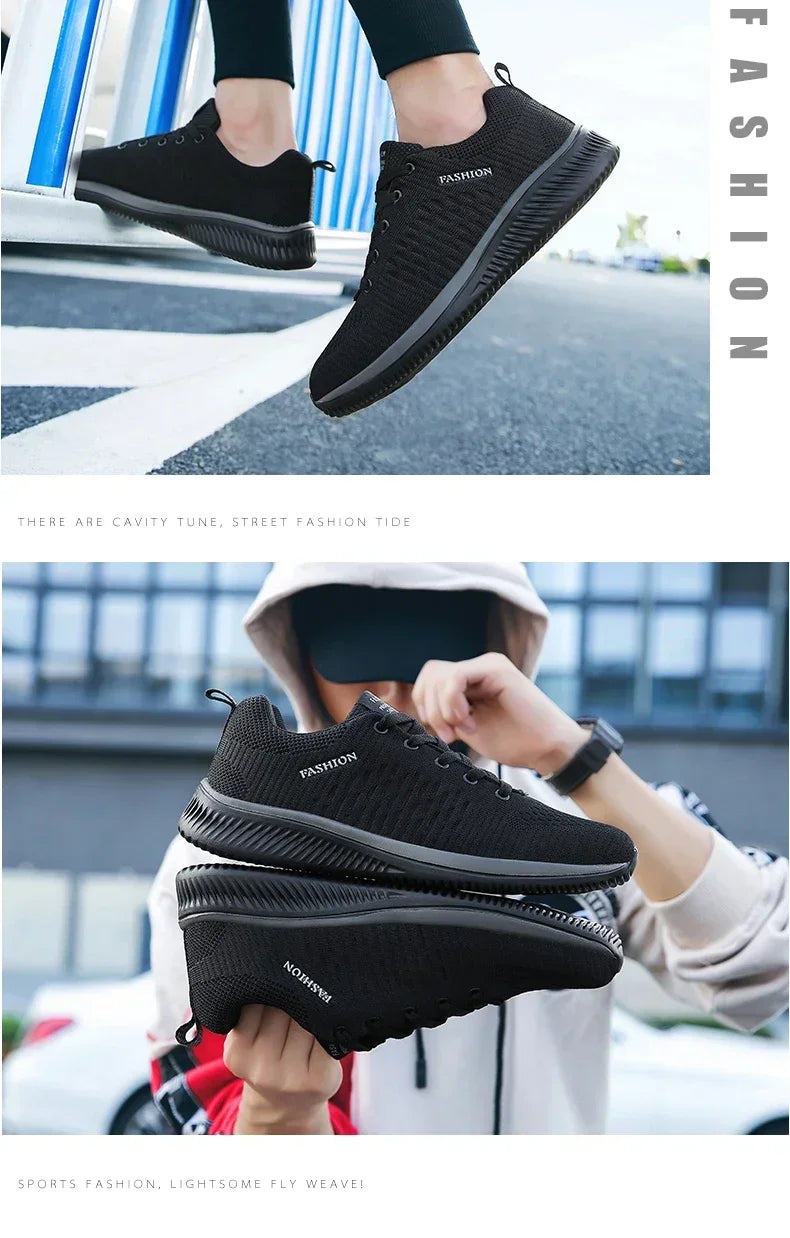 Men's Breathable Knit Running Sneakers Outdoor Gym Shoes