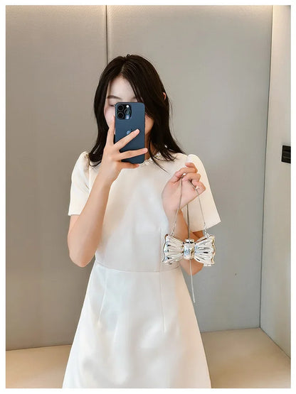Golden Acrylic Round Clutch Purse for Parties
