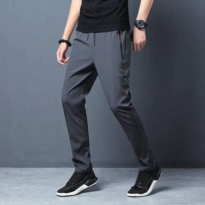 Men's Casual Straight Slim Fit Jogger Pants Polyester Blue Gray