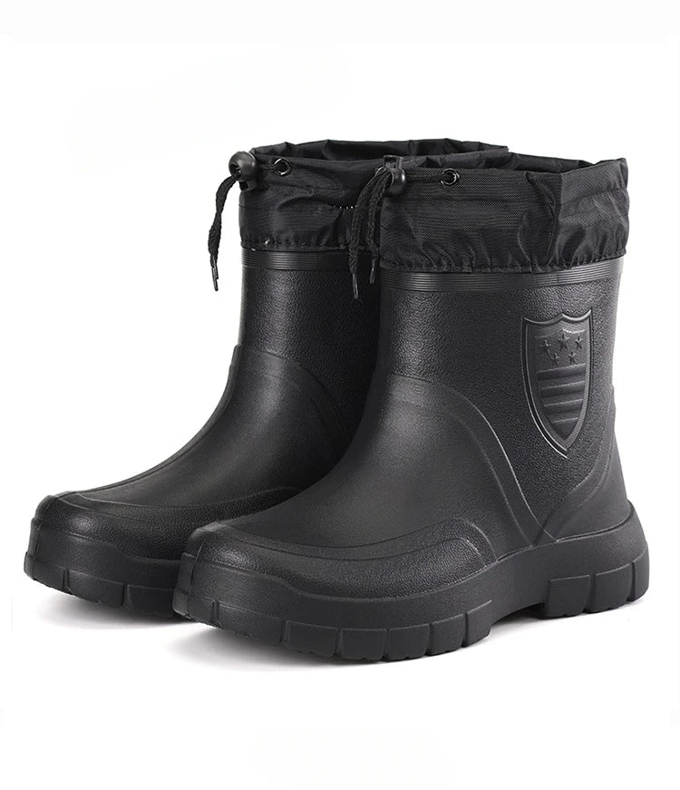 Men's Waterproof Velvet Rain Boots Casual Short Boot