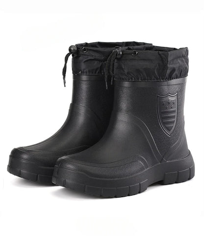Men's Waterproof Velvet Rain Boots Casual Short Boot