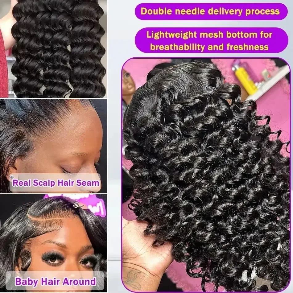 Loose Deep Lace Front Human Hair Wig 30 40 Inches