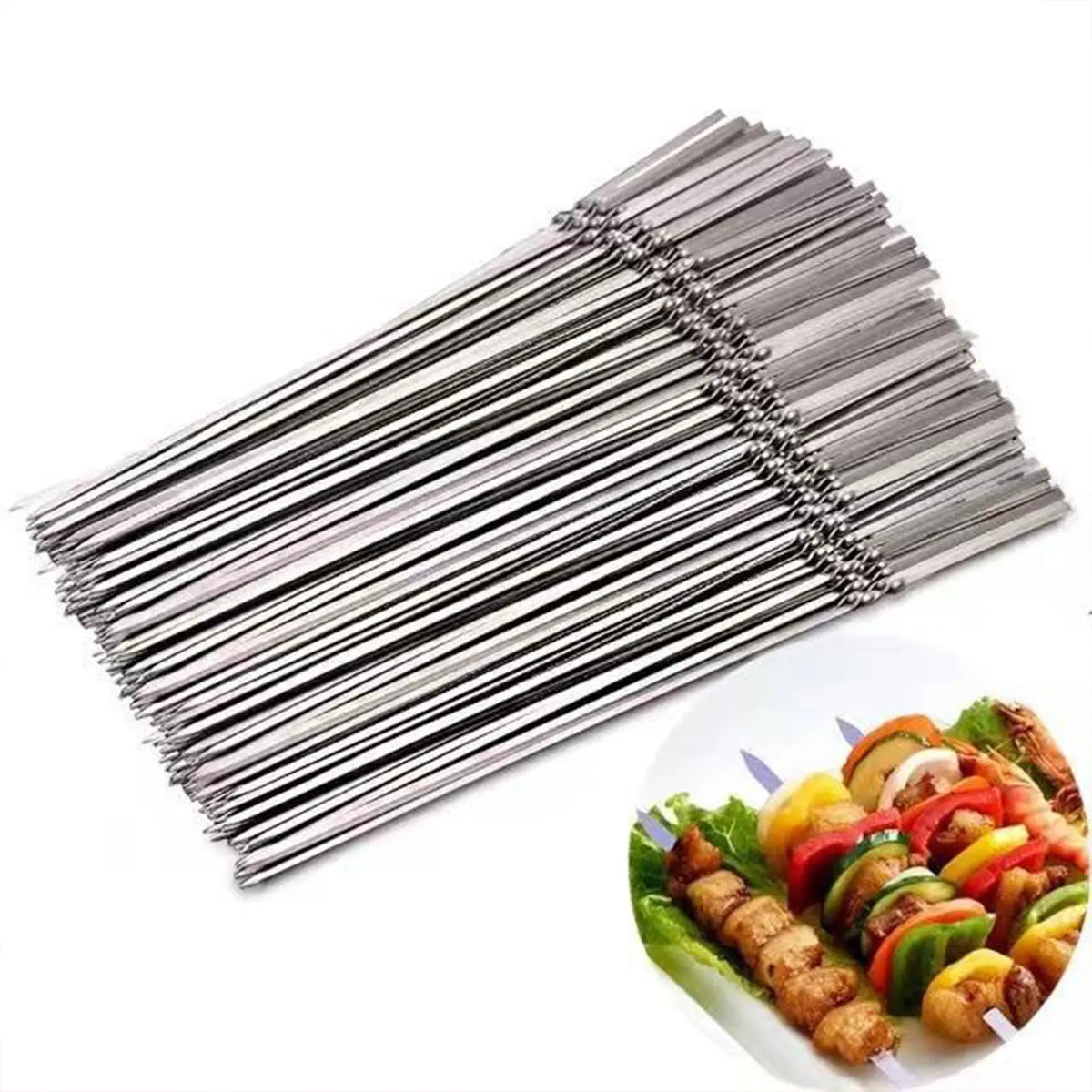 20 Pcs Stainless Steel Rotatable Barbecue Skewers