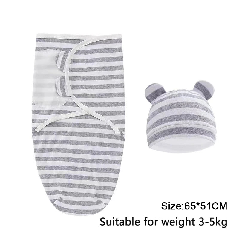 Cotton Cartoon Printed Baby Blanket Hat Set