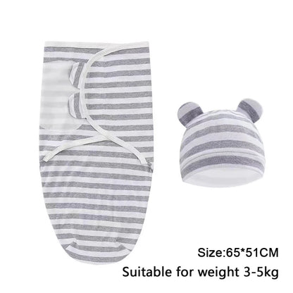 Cotton Cartoon Printed Baby Blanket Hat Set
