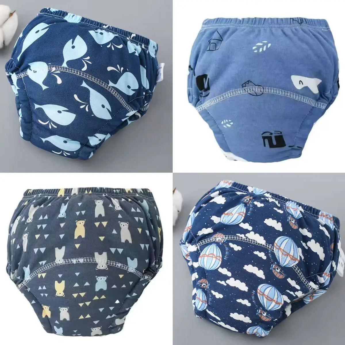 4PCS Reusable Cotton Baby Diapers for Potty Training