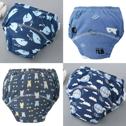 4PCS Reusable Cotton Baby Diapers for Potty Training