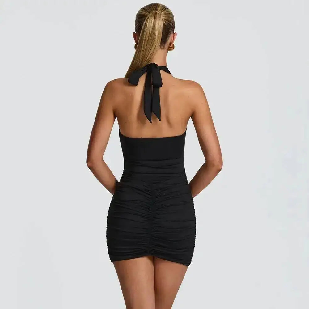 Leopard Print Halter Mini Dress for Women