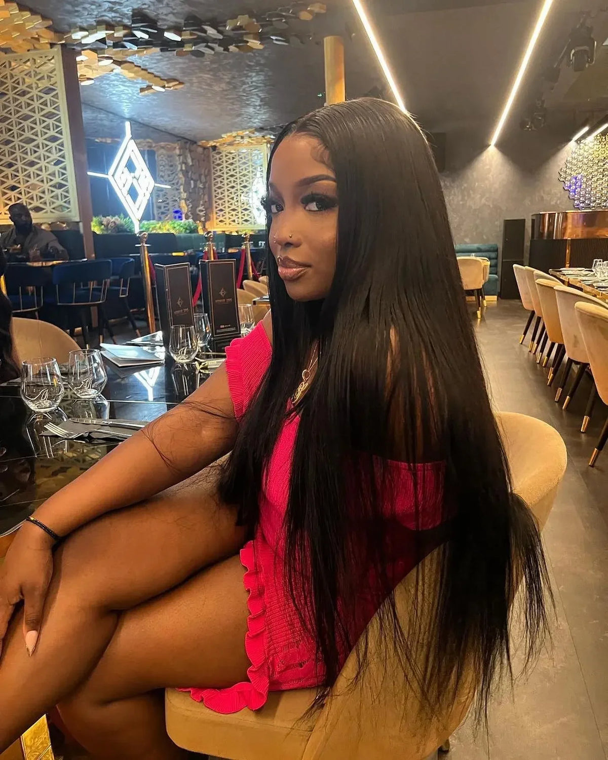 40 Inch Bone Straight Human Hair Wig Brazilian Lace Front Wig