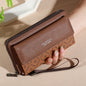 Men's Faux Leather Double Layer Wallet with Zippered Card Holder
