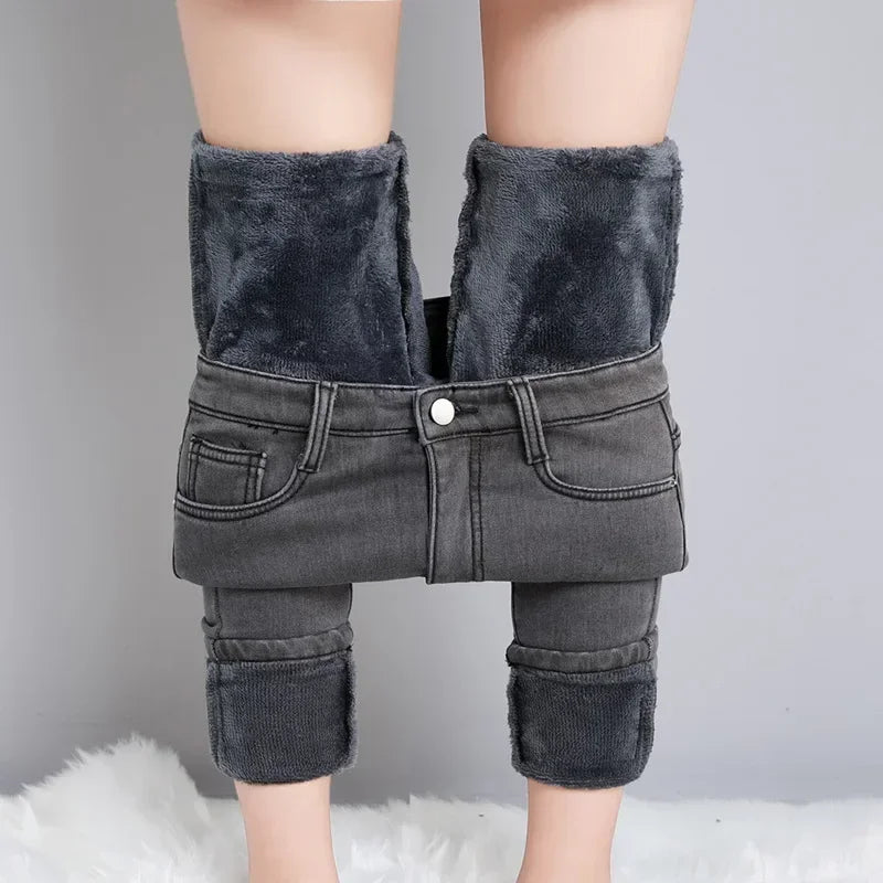 Women's Winter Plush Stretch Skinny Jeans