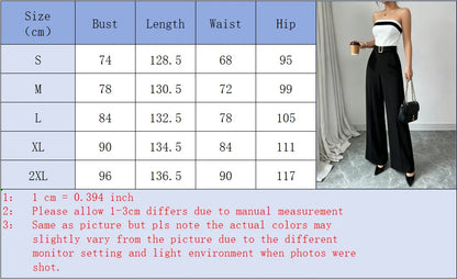 Women's Black White Square Neck Jumpsuit Polyester