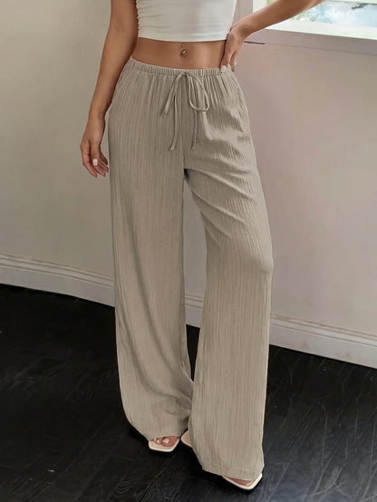Women's Casual Solid-Color Wide-Leg Pants