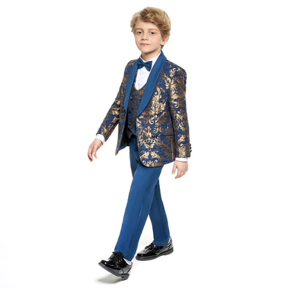 Luxury 4-Piece Suit Set for Boys, Slim Fit, Polyester
