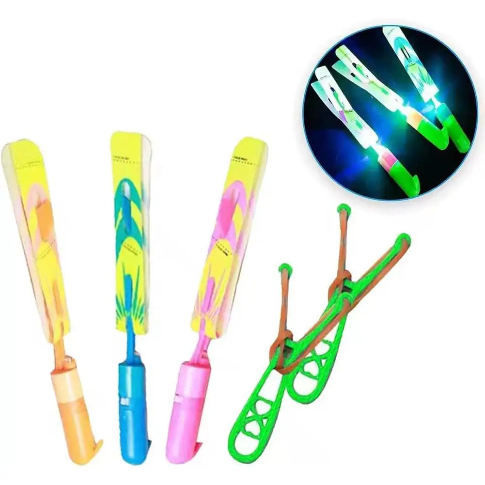 LED Slingshot Flying Copters Light-Up Toys for Kids
