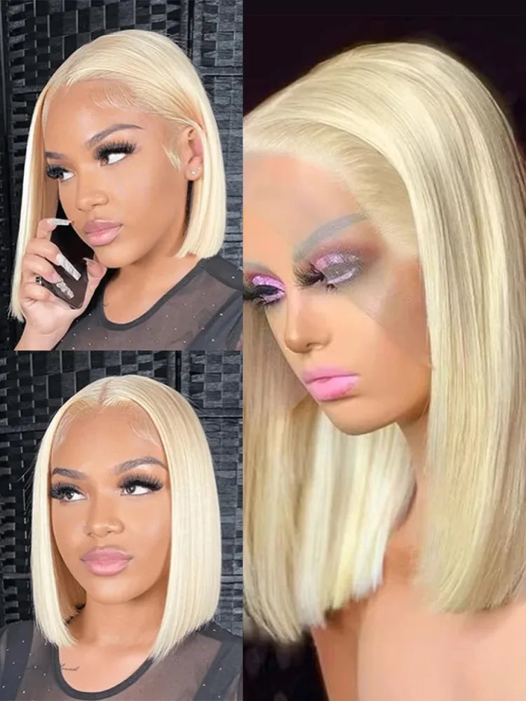 613 Blonde Bob Human Hair Lace Frontal Wig