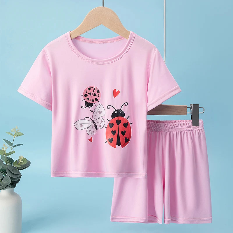 Children's Casual Joker Bear Print Pajama Set